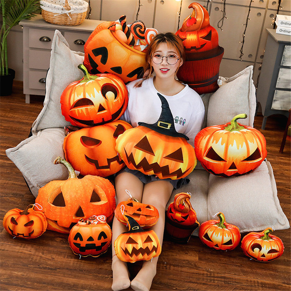 HKM-055507 Funny Pumpkin Plush Pillow – Super Soft Short Plush Vegetable Decor