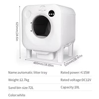 HKM-055571 Automatic Self-Cleaning Cat Litter Box with 68L Capacity - Durable Eco-Friendly Plastic Design