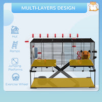 HKM-0555965 31" Hamster Cage with Tube System, Ramps, Wheel, and Deep Glass Base