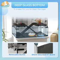 HKM-0555965 31" Hamster Cage with Tube System, Ramps, Wheel, and Deep Glass Base