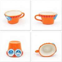 HKM-055699 Ceramic Anime Coffee Cup with Luffy Straw Hat Design, 301-400ml Capacity for Office Use