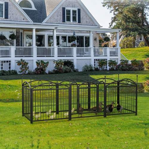 HKM-0557757 Indoor Dog Playpen 24 Inch 8 Panel Heavy-Duty Metal with Door, Foldable Safe Space for Pets