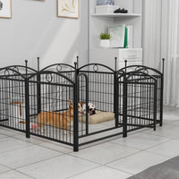 HKM-0557757 Indoor Dog Playpen 24 Inch 8 Panel Heavy-Duty Metal with Door, Foldable Safe Space for Pets