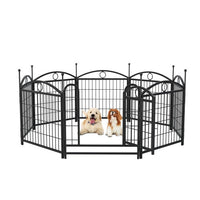 HKM-0557757 Indoor Dog Playpen 24 Inch 8 Panel Heavy-Duty Metal with Door, Foldable Safe Space for Pets