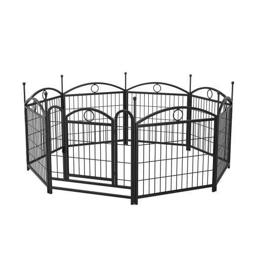 HKM-0557757 Indoor Dog Playpen 24 Inch 8 Panel Heavy-Duty Metal with Door, Foldable Safe Space for Pets