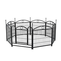 HKM-0557757 Indoor Dog Playpen 24 Inch 8 Panel Heavy-Duty Metal with Door, Foldable Safe Space for Pets