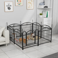 HKM-0557757 Indoor Dog Playpen 24 Inch 8 Panel Heavy-Duty Metal with Door, Foldable Safe Space for Pets