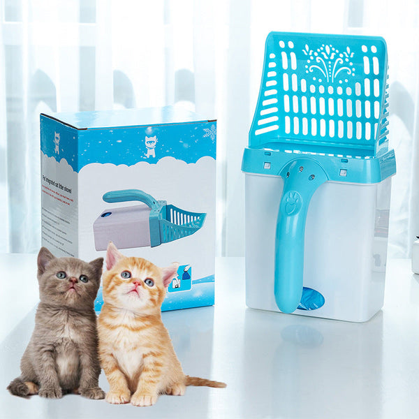 HKM-0557885 Cat Litter Scooper with Attached Waste Bin and 15 Scented Waste Bags - Efficient Cleaning Solution