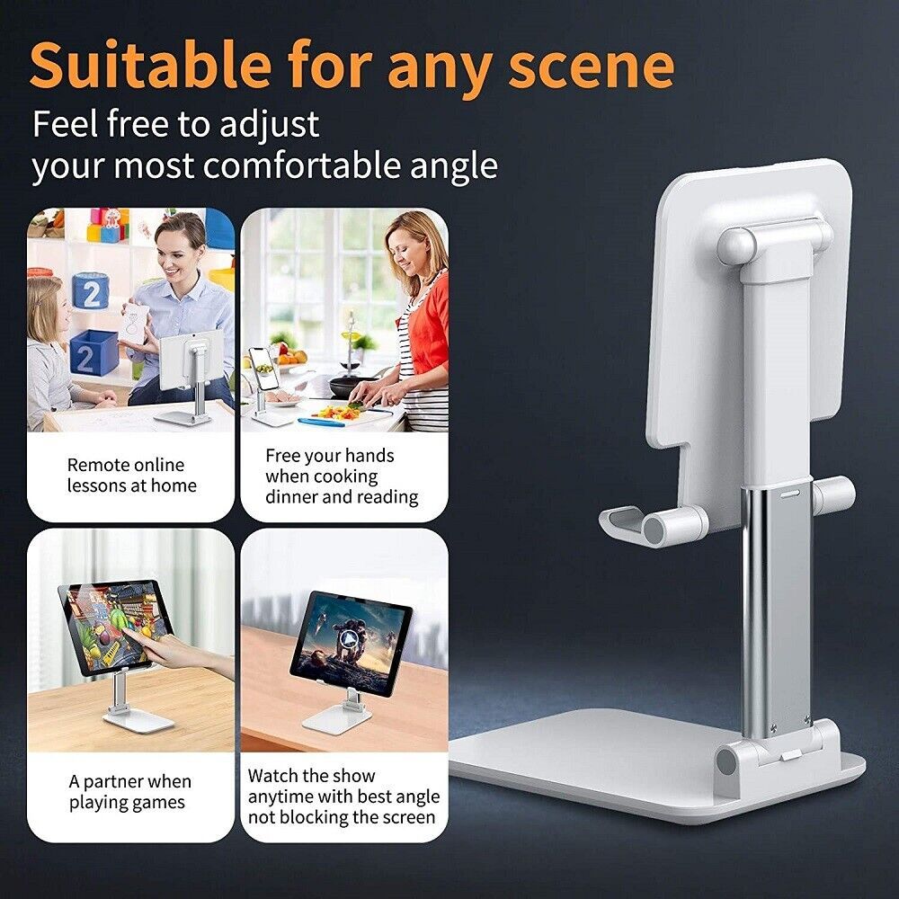 HKM-055827 Multi-Angle Foldable Cell Phone and Tablet Stand with Ergonomic Design and Charging Port Access