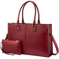 HKM-055827 Stylish Vintage Leather Laptop Tote Bag for Women - Spacious Business Handbag