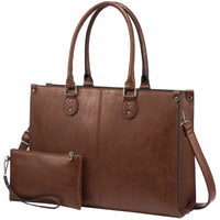 HKM-055827 Stylish Vintage Leather Laptop Tote Bag for Women - Spacious Business Handbag