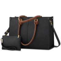 HKM-055827 Stylish Vintage Leather Laptop Tote Bag for Women - Spacious Business Handbag