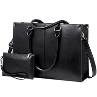 HKM-055827 Stylish Vintage Leather Laptop Tote Bag for Women - Spacious Business Handbag