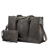 HKM-055827 Stylish Vintage Leather Laptop Tote Bag for Women - Spacious Business Handbag
