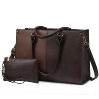 HKM-055827 Stylish Vintage Leather Laptop Tote Bag for Women - Spacious Business Handbag