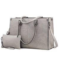 HKM-055827 Stylish Vintage Leather Laptop Tote Bag for Women - Spacious Business Handbag