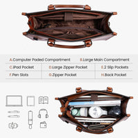 HKM-055827 Stylish Vintage Leather Laptop Tote Bag for Women - Spacious Business Handbag