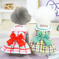HKM-0558653 Casual Bow Skirt for Pets in Red and Green ¨C Soft Polyester Fabric, Sizes XS to XL