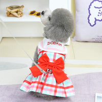 HKM-0558653 Casual Bow Skirt for Pets in Red and Green ¨C Soft Polyester Fabric, Sizes XS to XL