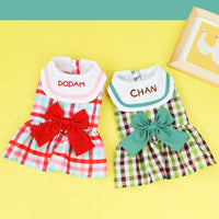 HKM-0558653 Casual Bow Skirt for Pets in Red and Green ¨C Soft Polyester Fabric, Sizes XS to XL