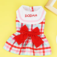 HKM-0558653 Casual Bow Skirt for Pets in Red and Green ¨C Soft Polyester Fabric, Sizes XS to XL