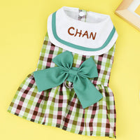 HKM-0558653 Casual Bow Skirt for Pets in Red and Green ¨C Soft Polyester Fabric, Sizes XS to XL