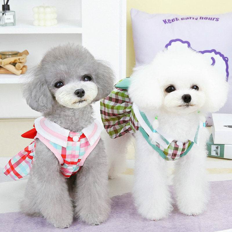 HKM-0558653 Casual Bow Skirt for Pets in Red and Green ¨C Soft Polyester Fabric, Sizes XS to XL