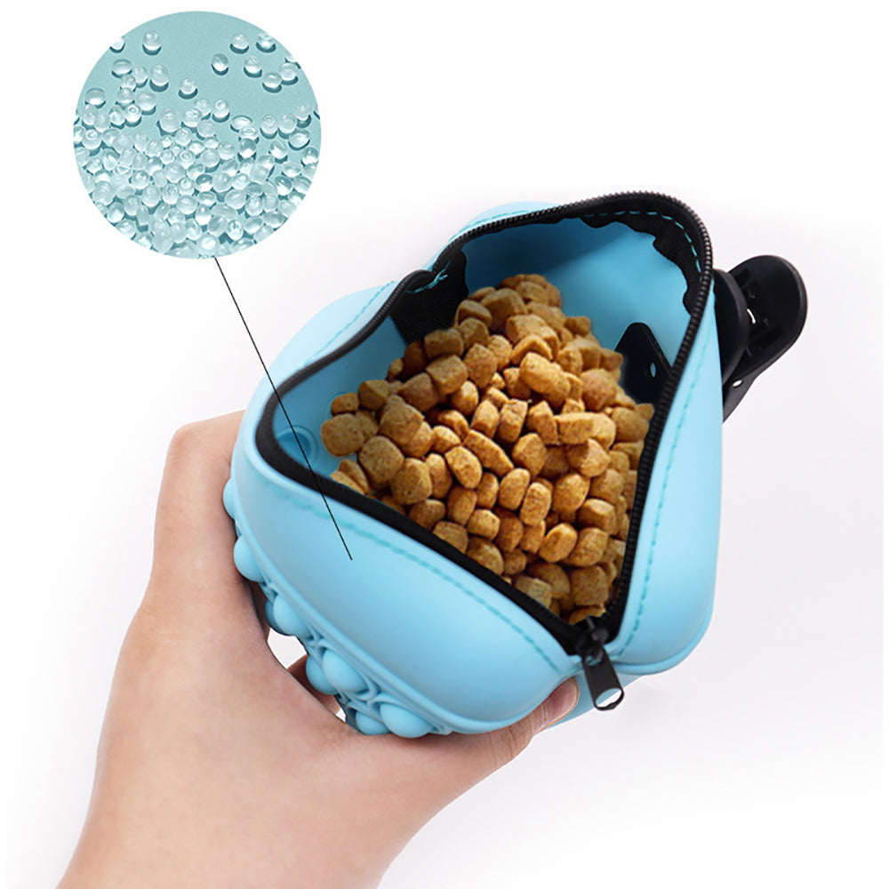 HKM-0559549 Silicone Dog Treat Pouch - Portable Waist Pack for Pet Training, Washable Food Storage with Clip