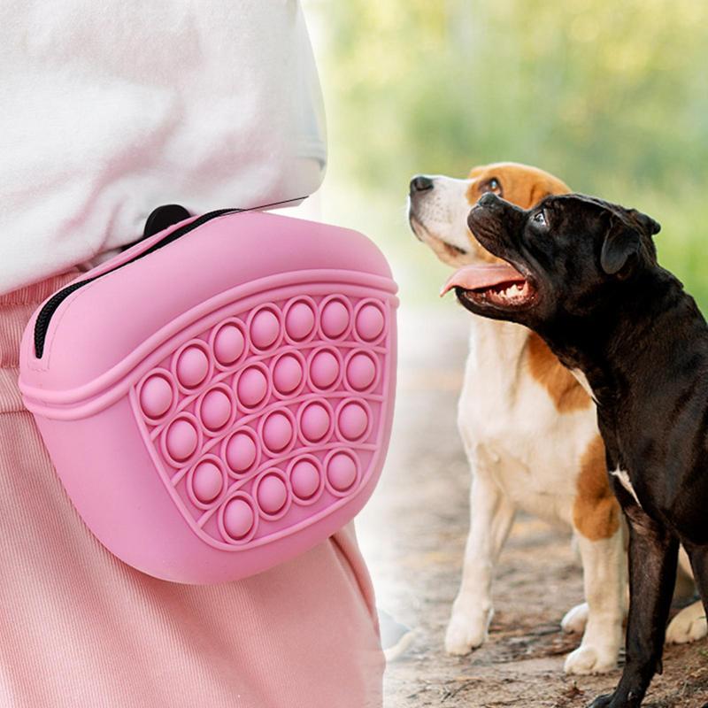 HKM-0559549 Silicone Dog Treat Pouch - Portable Waist Pack for Pet Training, Washable Food Storage with Clip
