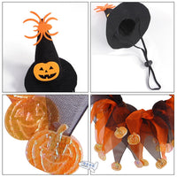 HKM-0559677 Halloween Pet Costume Set with Collar and Witch Hat for Dogs and Cats