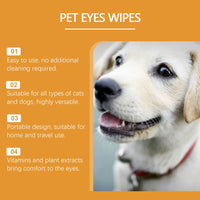 HKM-0559933 Pet Eye Cleaning Wipes for Dogs and Cats - 60 Count Tear Removal Wet Wipes