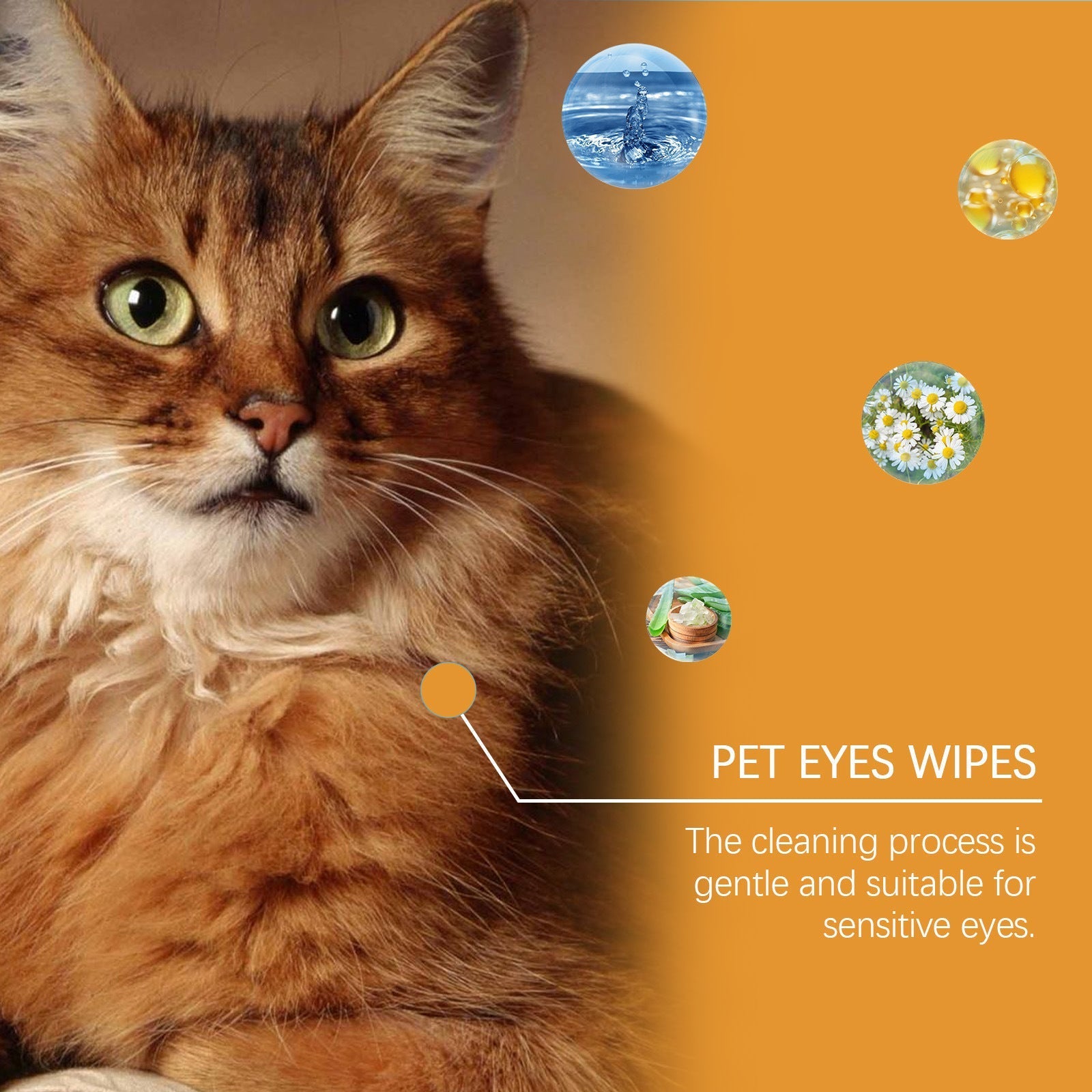 HKM-0559933 Pet Eye Cleaning Wipes for Dogs and Cats - 60 Count Tear Removal Wet Wipes