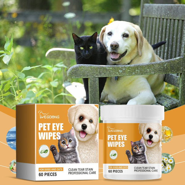 HKM-0559933 Pet Eye Cleaning Wipes for Dogs and Cats - 60 Count Tear Removal Wet Wipes