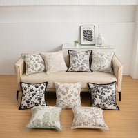 HKM-056083 Nordic Style Flower Chenille Cushion Cover - 45x45cm, Available in Multiple Leaf Patterns and Colors
