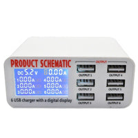HKM-056147 6USB Intelligent Mobile Charger with LCD Display and Smart Voltage Detection