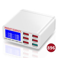 HKM-056147 6USB Intelligent Mobile Charger with LCD Display and Smart Voltage Detection