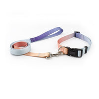 HKM-0561853 Nylon Pet Collar and Traction Rope Set in Vibrant Gradient Colors