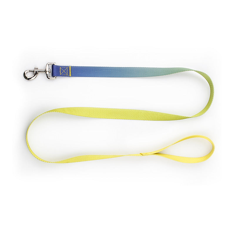 HKM-0561853 Nylon Pet Collar and Traction Rope Set in Vibrant Gradient Colors
