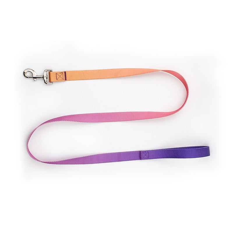 HKM-0561853 Nylon Pet Collar and Traction Rope Set in Vibrant Gradient Colors