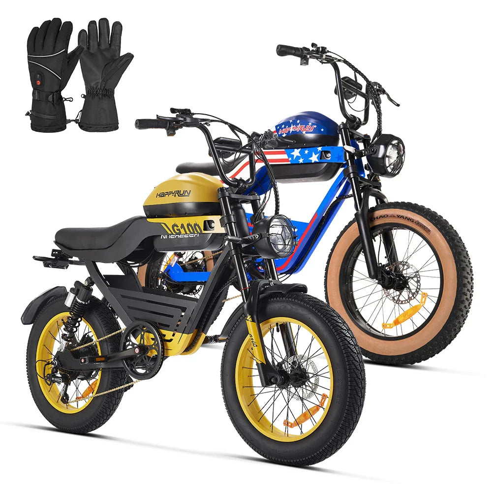 HKM-056211 Fastest Electric Streetbike with Dual Batteries - HappyRun Tank G100 Blue, 2000W Motor, 38MPH Top Speed