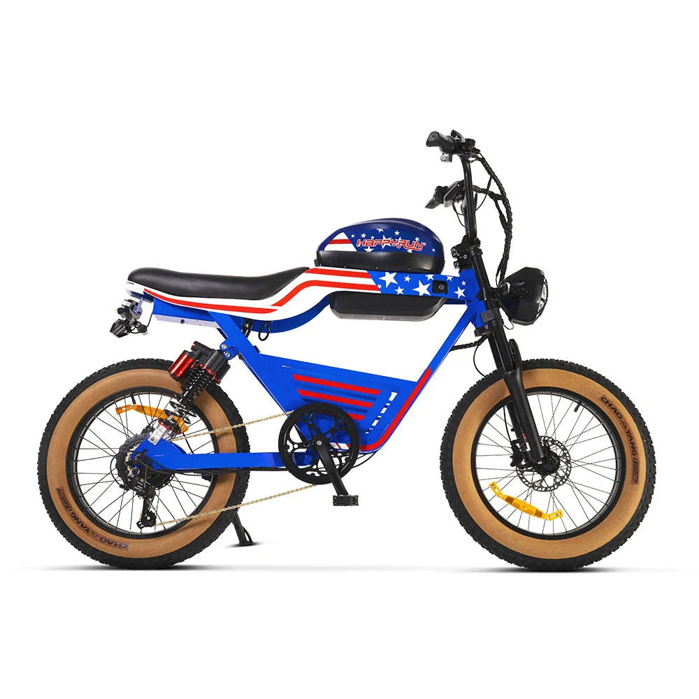 HKM-056211 Fastest Electric Streetbike with Dual Batteries - HappyRun Tank G100 Blue, 2000W Motor, 38MPH Top Speed