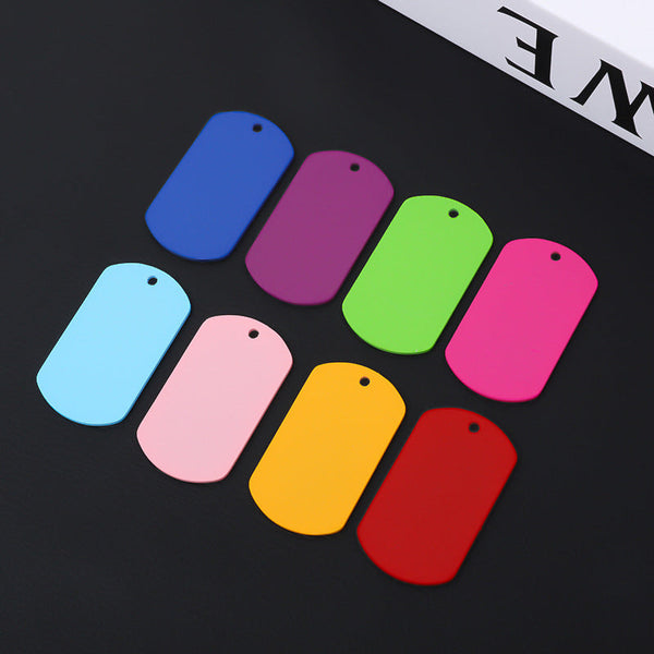 HKM-0563901 Stainless Steel Dog Hang Tag with Colored String for DIY Personalization - Various Colors Available