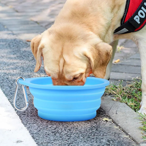 HKM-0564029 Portable Silicone Folding Dog Bowl for Drinking and Eating - Dual-purpose Pet Basin in Various Colors