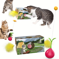 HKM-0565309 DIY Turnip-Shaped Cat Tumbler Toy with Cat Stick for Playful Kittens