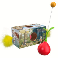 HKM-0565309 DIY Turnip-Shaped Cat Tumbler Toy with Cat Stick for Playful Kittens