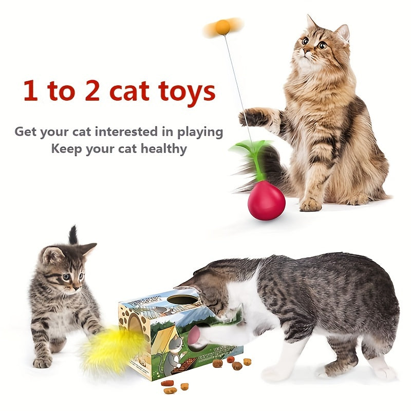 HKM-0565309 DIY Turnip-Shaped Cat Tumbler Toy with Cat Stick for Playful Kittens