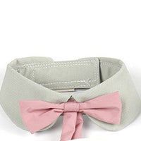HKM-0565437 Charming Floral Bow Tie Collar for Pets in Green, Pink, and White