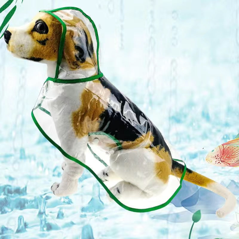 HKM-0566205 Transparent Blue Edge Dog Raincoat for Medium to Large Pets in Multiple Sizes