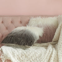 HKM-056659 Nordic Style Gradual Color Plush Wool Cushion Cover in Grey and Pink, 45x45cm