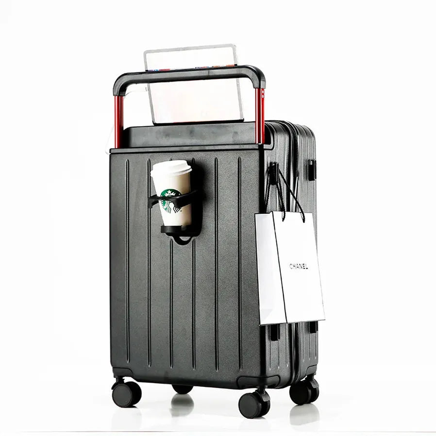 HKM-056659 Wide Handle Laptop Cabin Suitcase for Students - Travel Trolley Case with Easy Mobility